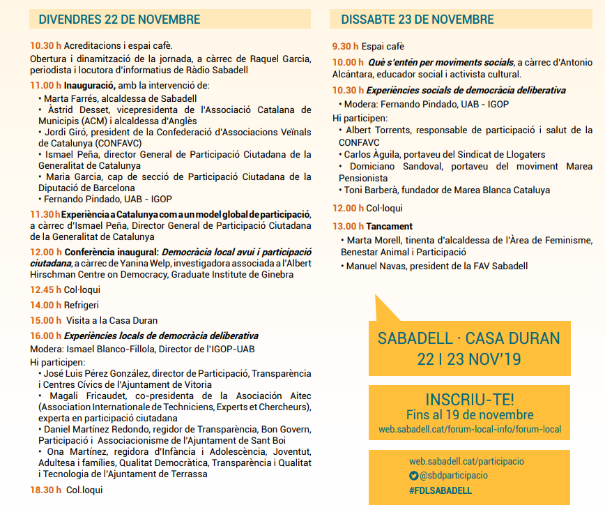 programa del Fòrum