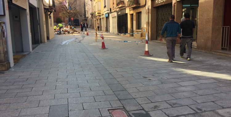 Imatge del carrer Sant Quirze aquest matí