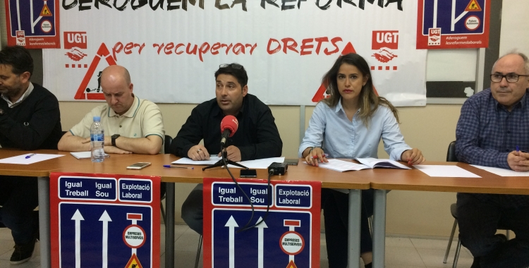 Un moment de la roda de premsa aquest matí