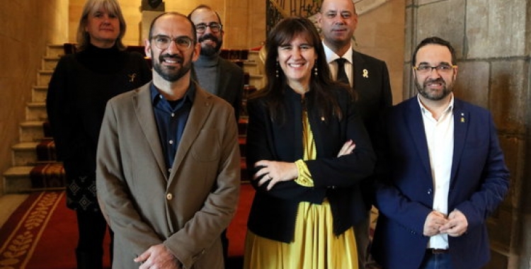 Regidors i alcalde de Sabadell amb la consellera Laura Borràs i el comissari, Joan Safont, a la presentació de l'Any | Cedida