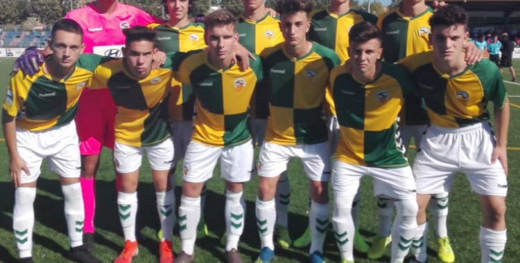 L'onze inicial del juvenil del Sabadell en la seva visita a Llagostera | Futbol Base CES