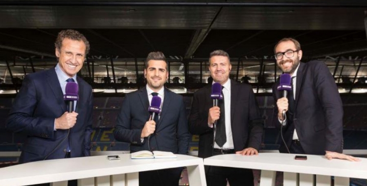 Jorge Valdano, José Sanchís, Òscar Garcia i Àxel Torres, en una retransmissió per Bein Sports | @gol 