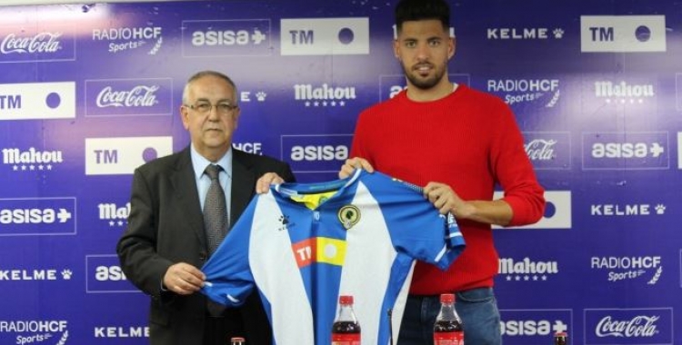 El nou president de l'Hércules, Quique Hernández, amb l'últim fitxatge, Sergio Jiménez | Hércules CF