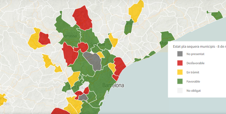 Mapa dels ajuntaments obligats a presentar el pla de sequera | ACN