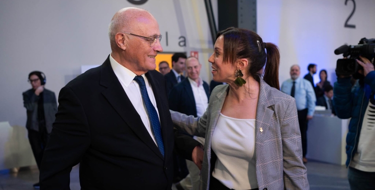 Josep Oliu, president del Banc Sabadell, i Marta Farrés a la Junta d'Accionistes de Banc Sabadell | Roger Benet (RàdioSabadell)