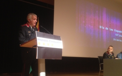 Josep Guillot durant el seu discurs del Dia de les Esquadres. Ràdio Sabadell