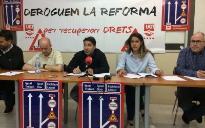Un moment de la roda de premsa aquest matí