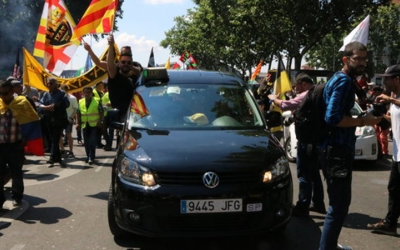 Un dels taxistes catalans en protesta | ACN