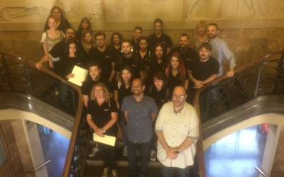 Recepció als alumnes de producció multimèdia de la Casa d'Oficis del Vapor Llonch. 