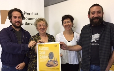 Navarro, Estapé, Garcia i Griera durant la presentació del postgrau d'Economia Social i Solidària de a UAB| Foto: Ràdio Sabadell