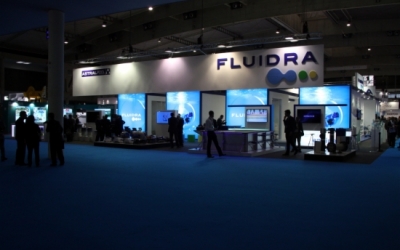 Estand de Fluidra, al saló Piscina&Wellness, al recinte de Gran Via de Fira de Barcelona (2015) | ACN