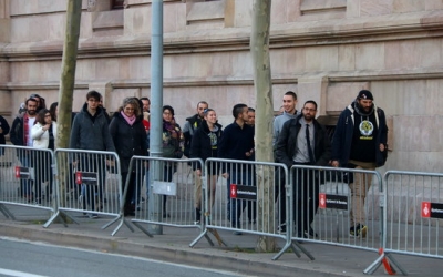 Els encausats arribant a la Ciutat de la Justícia/ ACN