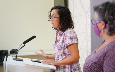 La regidora Anna Lara (Crida) a la Sala de Premsa de l'Ajuntament | Cedida