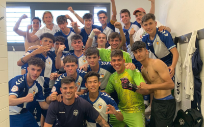Celebració en el vestidor després de la victòria contra el Barça | FutBaseCES