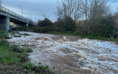 El Ripoll amb molta aigua al seu pas per Sabadell | Pau Vituri