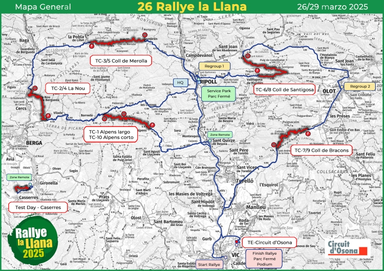 Mapa dels trams del 26è Ral·li de la Llana